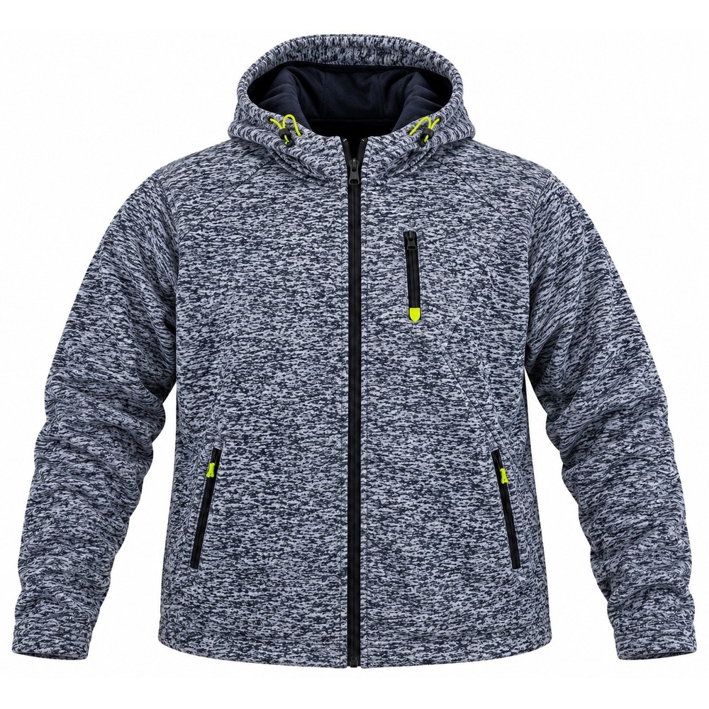 SIIMHWRSS Mens 3XL Full Zip Hoodie Space Dye Marled Blue White Hooded Jacket